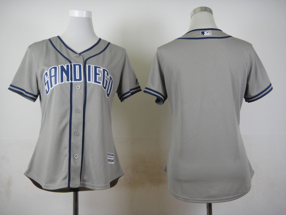 Women San Diego Padres Blank Grey MLB Jerseys